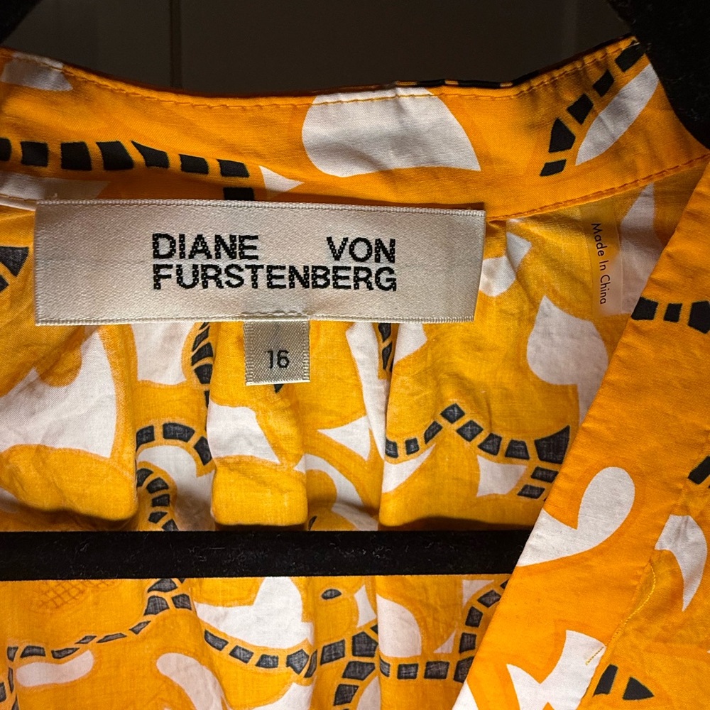 DVF Diane Von Furstenberg Leylani Dress Marigold and White Midi Dress - Picture 6 of 9